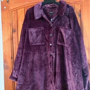 NWT Torrid Cozy Fur Soft Plush Snap Front Shacket Jacket Deep Purple 4 4X